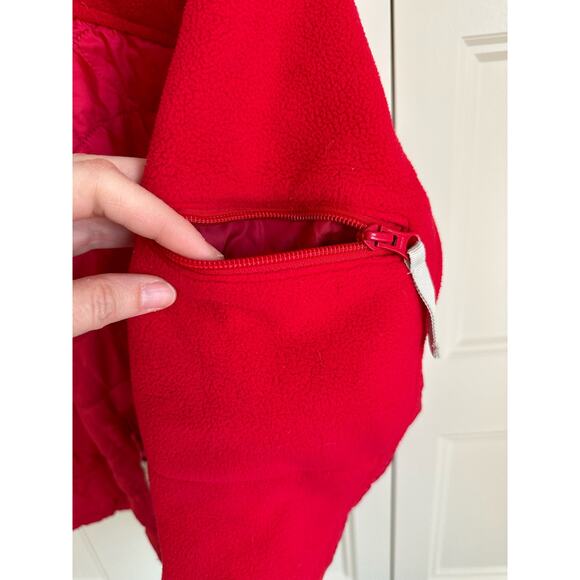 L.L BEAN Jacket Unisex Kids M 10-12 Red Quilted Fleece Pockets - Picture 5 of 11